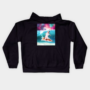 Kitty Cat Surfing Pizza In Space Kids Hoodie